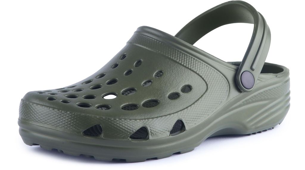 Ladeheid Damen und Herren leichte Eva Clogs mit Fersenriemen Gartenclogs Gartenschuhe Freetime (Olive, 36/37 EU)