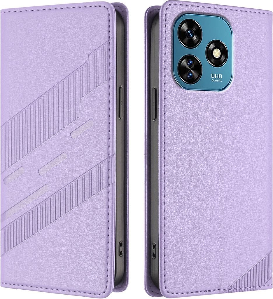 Hülle für Oukitel C51, Kunstleder Brieftaschen Handyhülle mit Kartenfach und Standfunktion Violett
