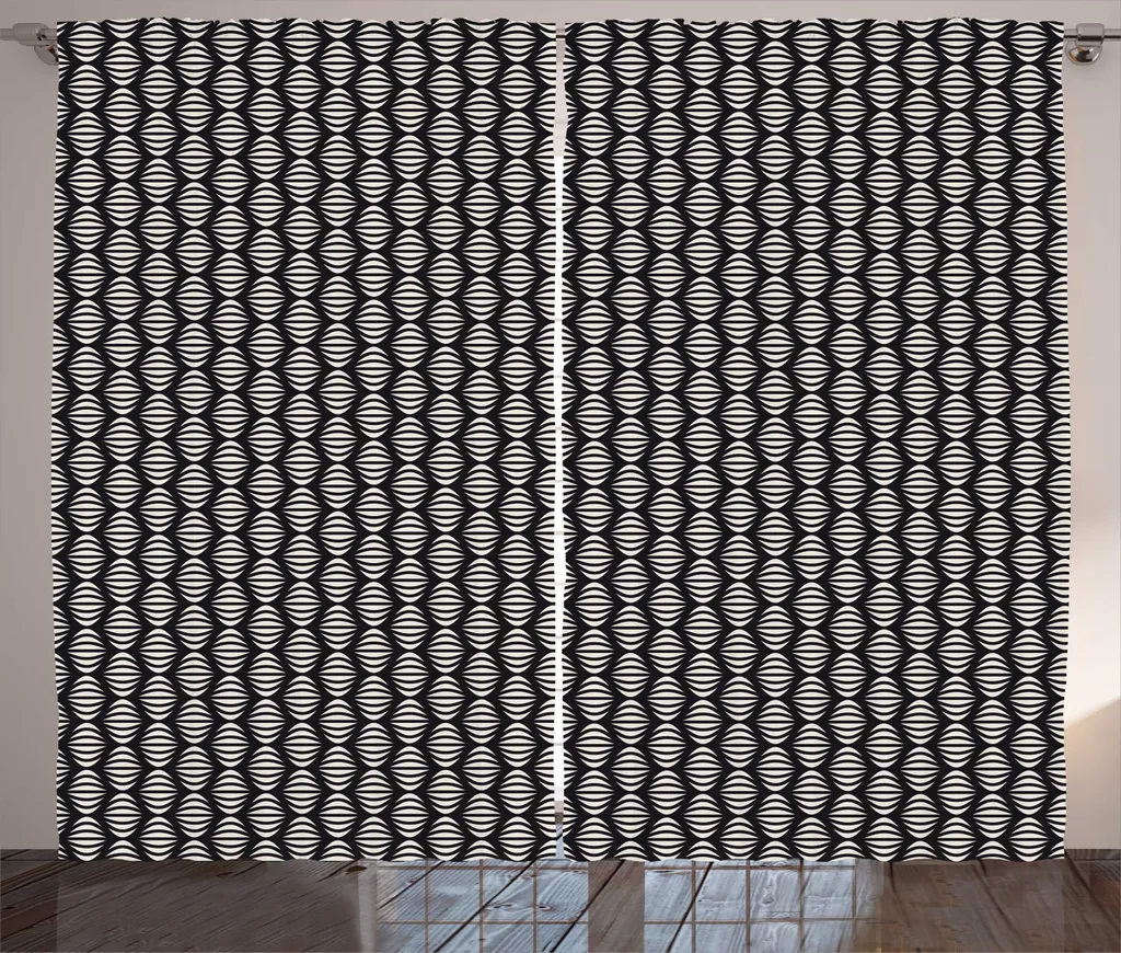Tende A Pannello ABAKUHAUS Geometrico Rhombus Grigio E Nero Set 2 Pezzi 150x225 Cm Microfibra Morbida - 3