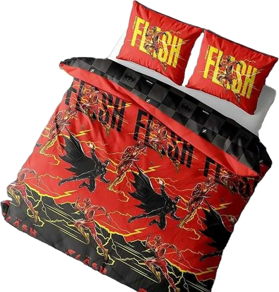 Linge de lit Flash TC138 bicolore réversible Noir Rouge Jaune robuste - 4