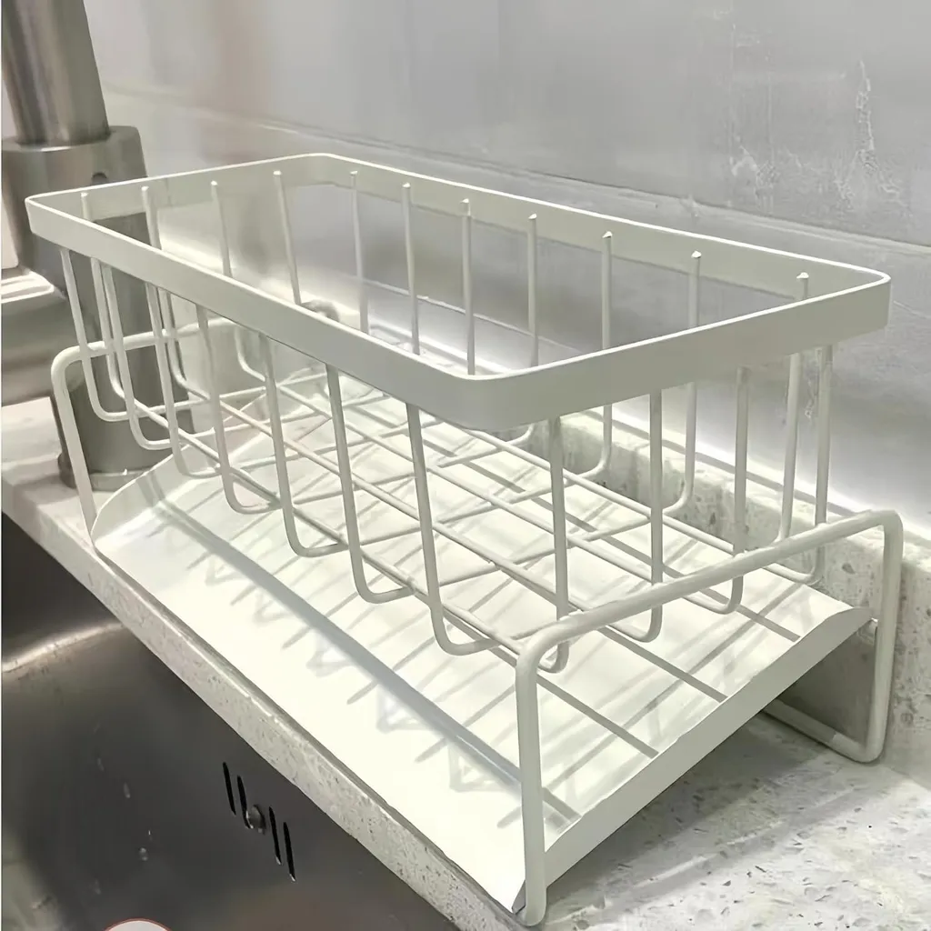 Caddy pour évier de cuisine en acier au carbone blanc - Organisateur