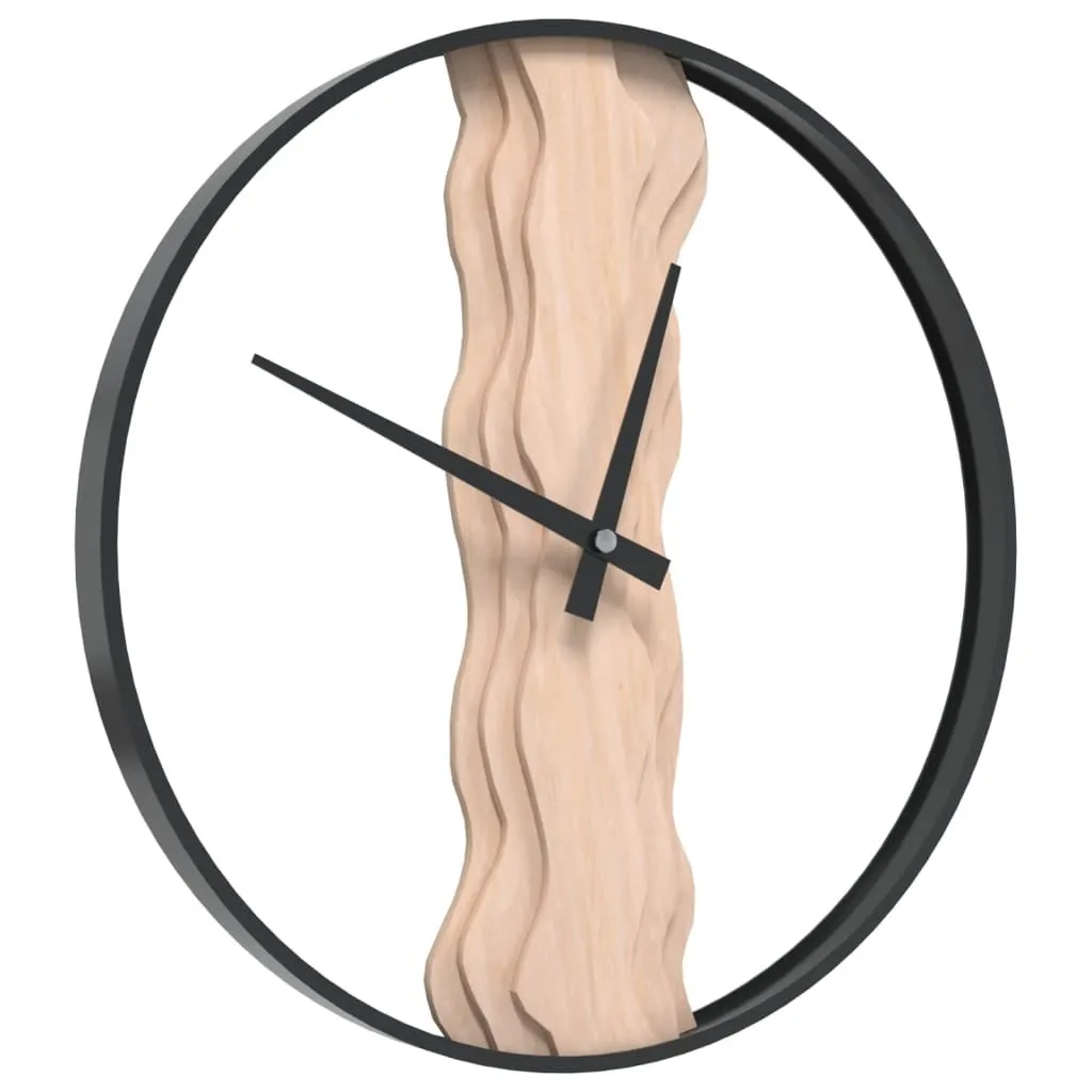 vidaXL Horloge murale brune Ø35 cm en fer et bois de chêne massif - 3