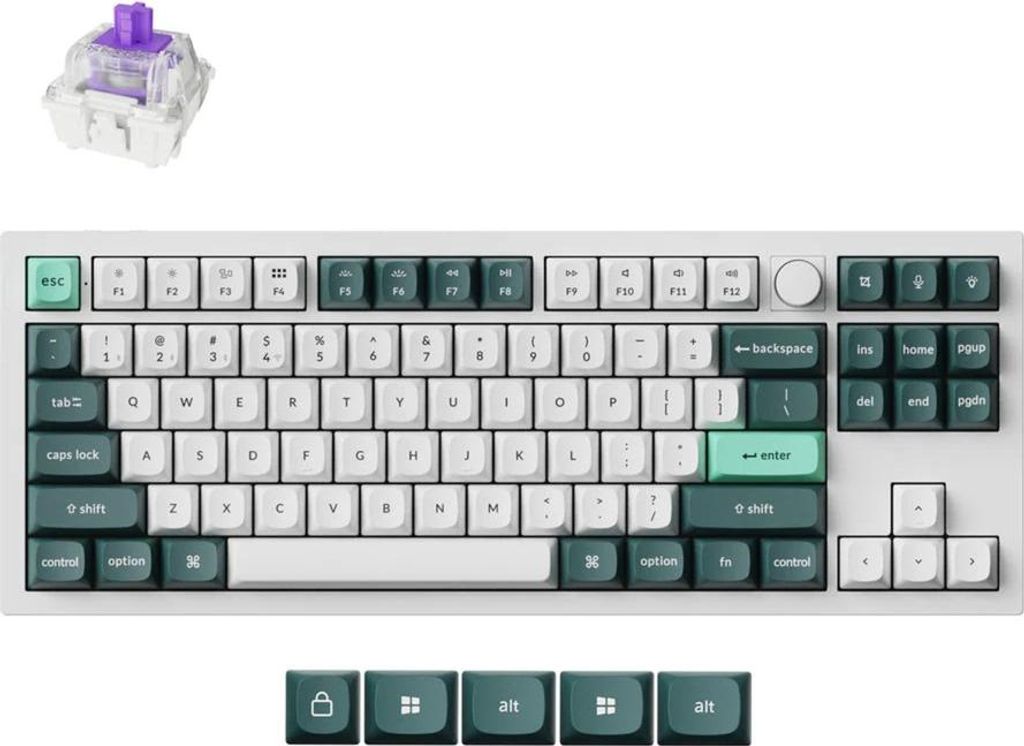 Keychron Q3 HE QMK/VIA Kabellose Mechanische Tastatur, QWERTY US, RGB LED, Gateron Double-Rail Magnetic Nebula Switch Q3H-P1