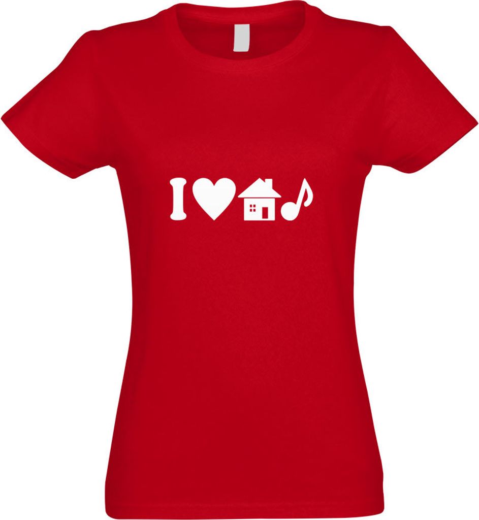 Kiwistar - T-Shirt tailliert - Damen - rot - I Love House Music - mit Motiv Bedruckt - Funshirt Design - Sport - Freizeit - Damen - S