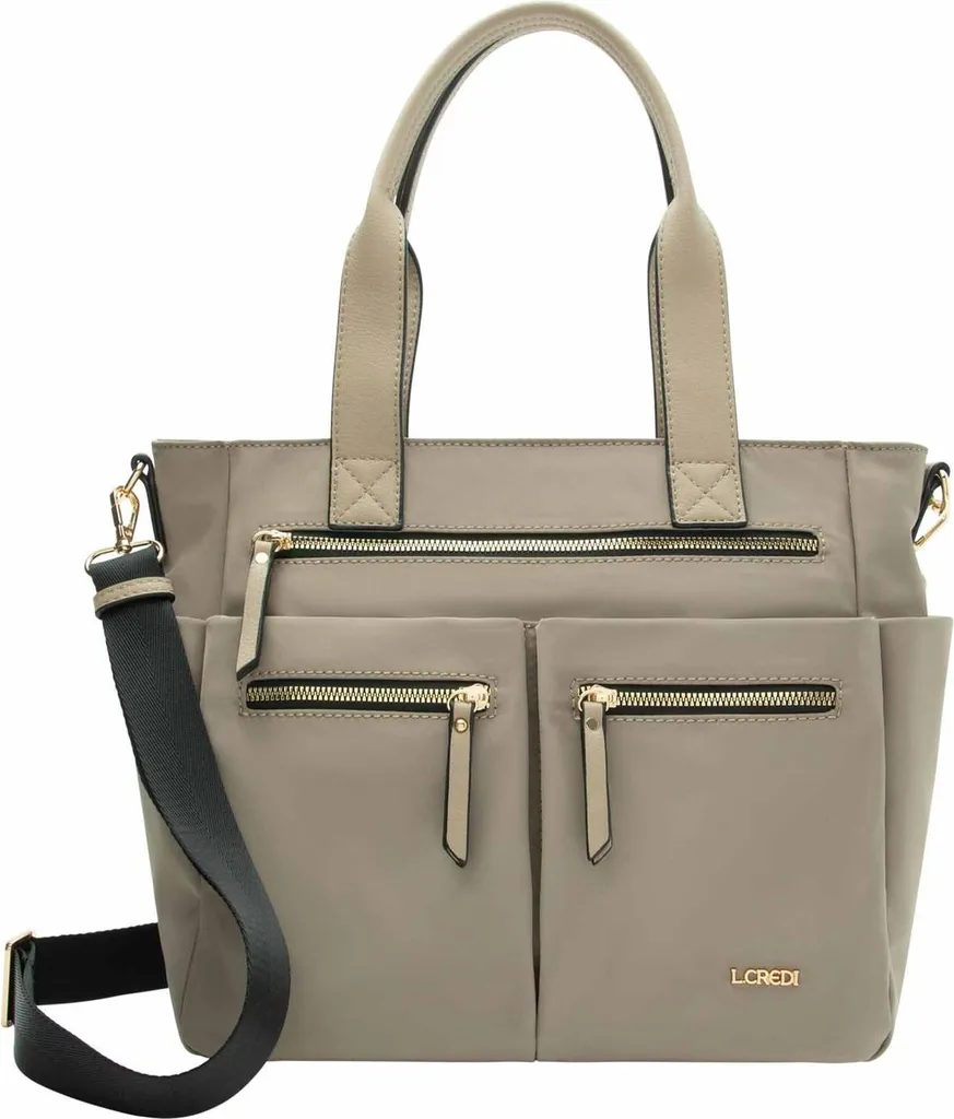 L.CREDI borsa shopper Odeta Shopper Sand grigio talpa