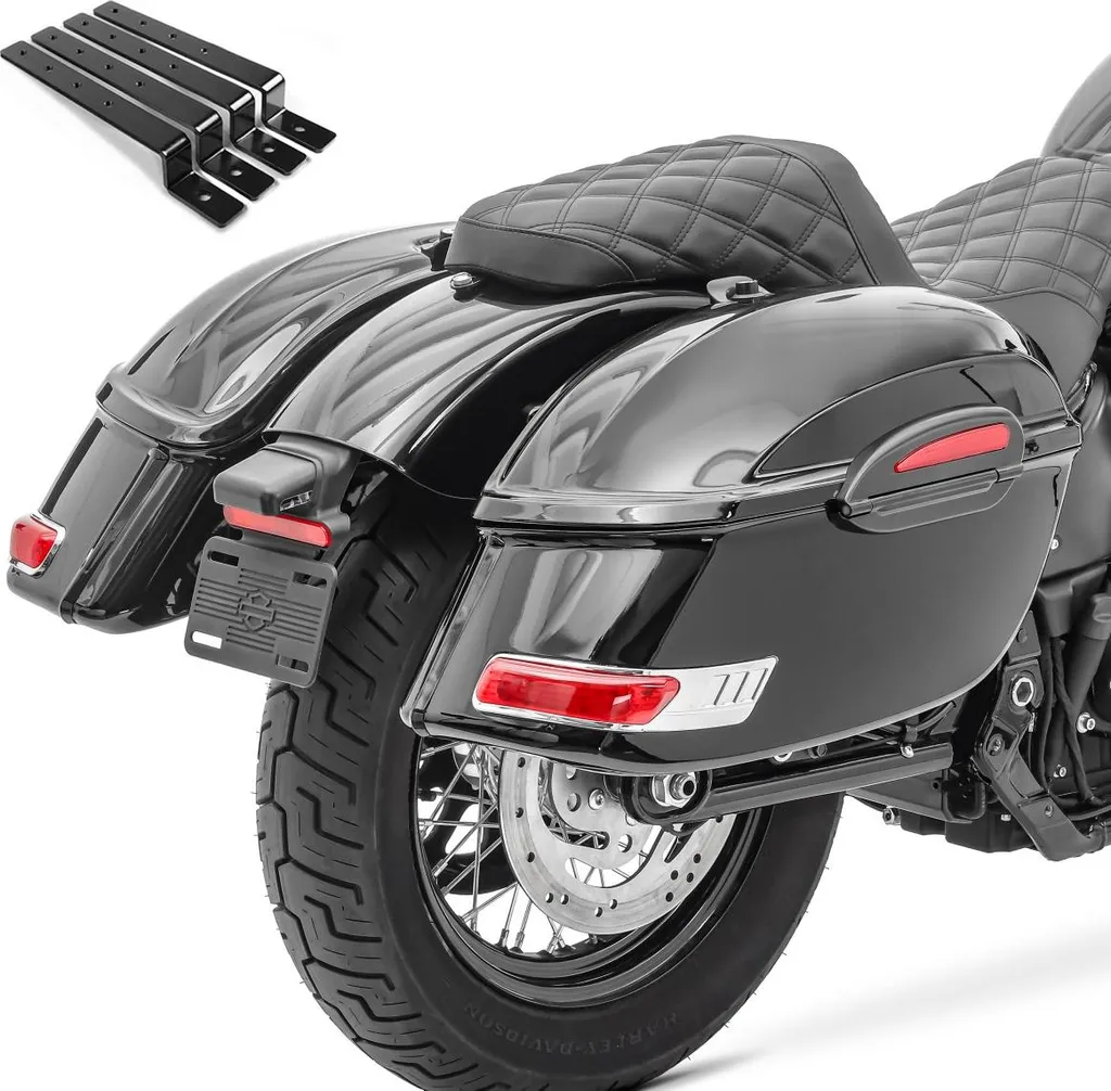 Valises Latérales Chopper Delaware 33L Noires avec Kit de Fixation