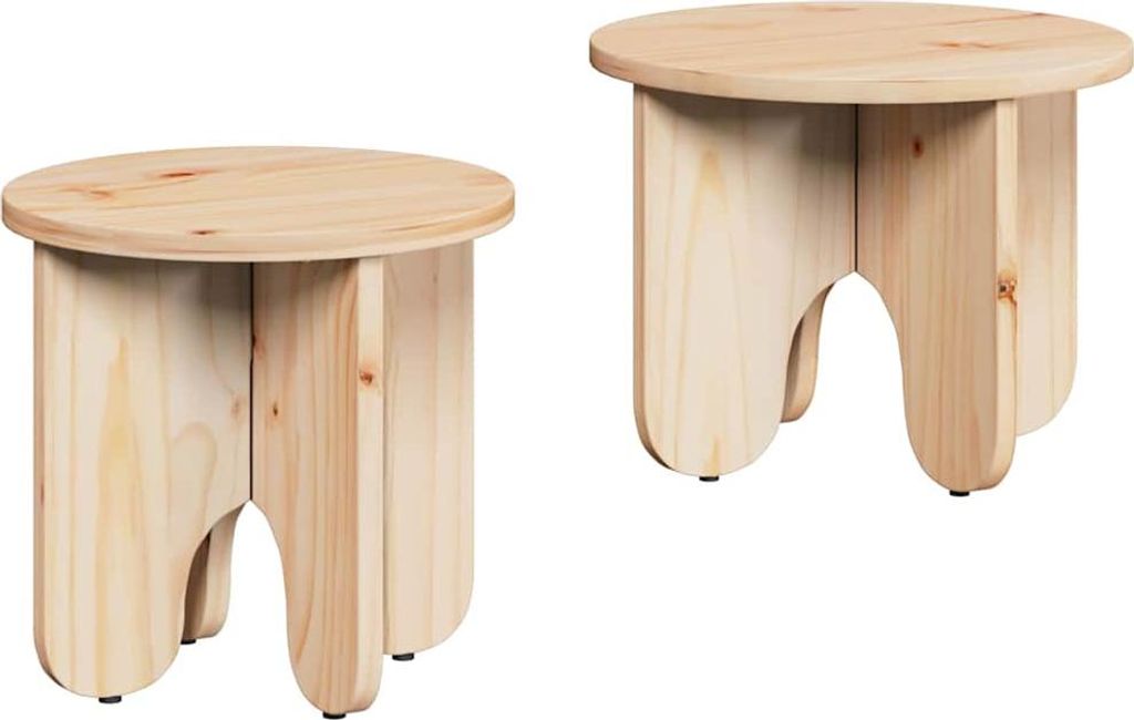 SYFAX Couchtisch 2 pcs Natur 39.5 x 39.5 x 30 cm Massivholz Kiefer