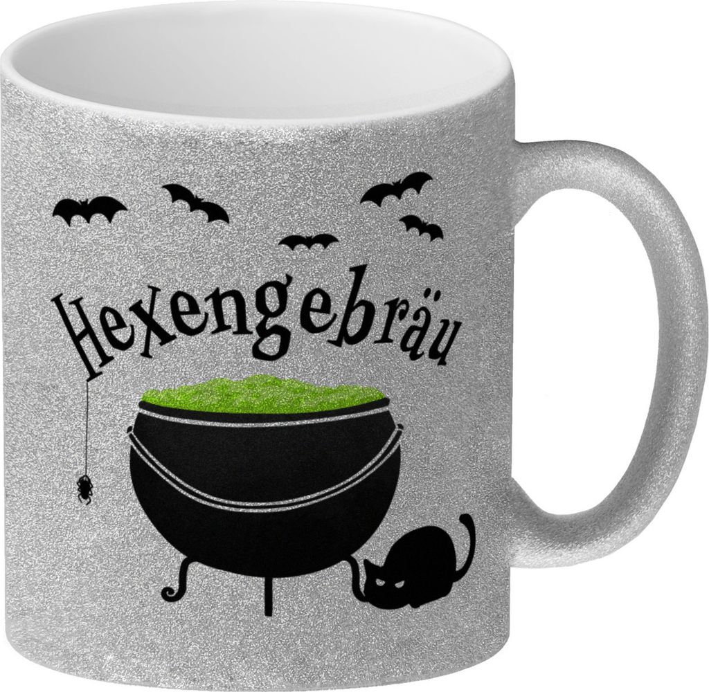 Hexengebräu Glitzer-Kaffeebecher für Halloween