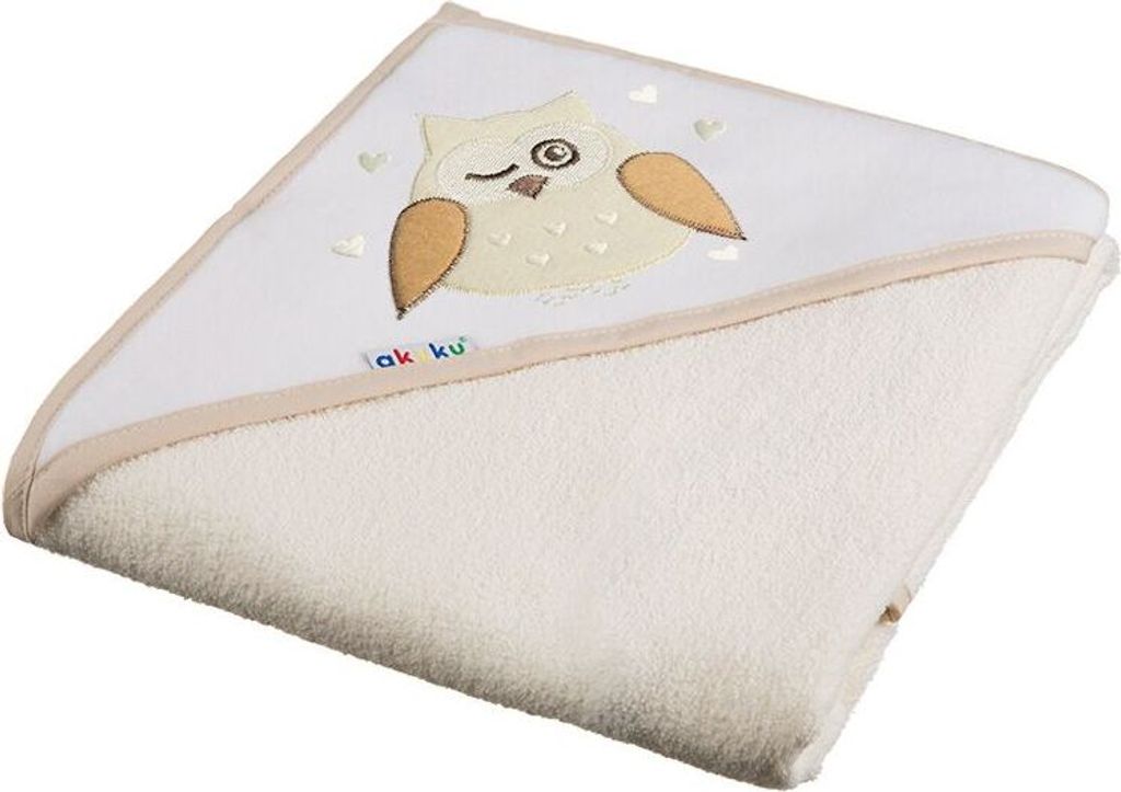 Babyhandtuch 100x100 Akuku beige mit Eule Produktbild 