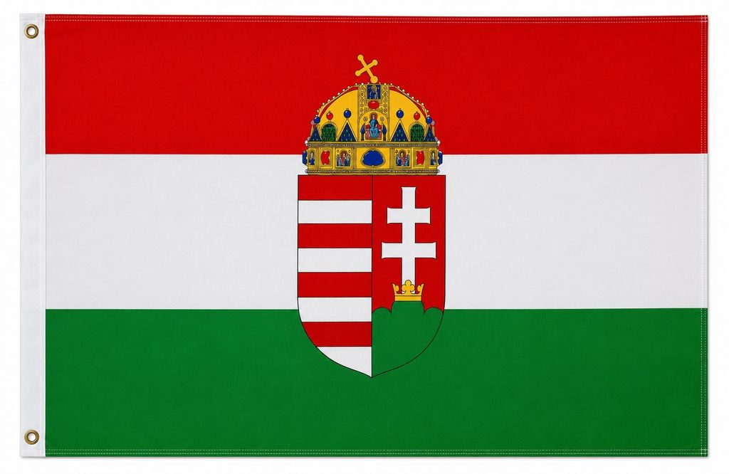 Flagge Ungarn mit Wappen 90 x 150 cm Fahne - Fahne- Produktbild 