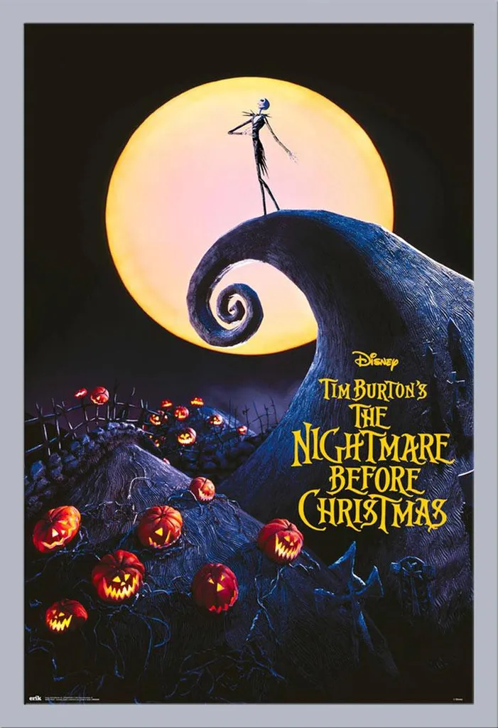 Quadro Nightmare Before Christmas Argento: Poster Luna + Cornice MDF - 1