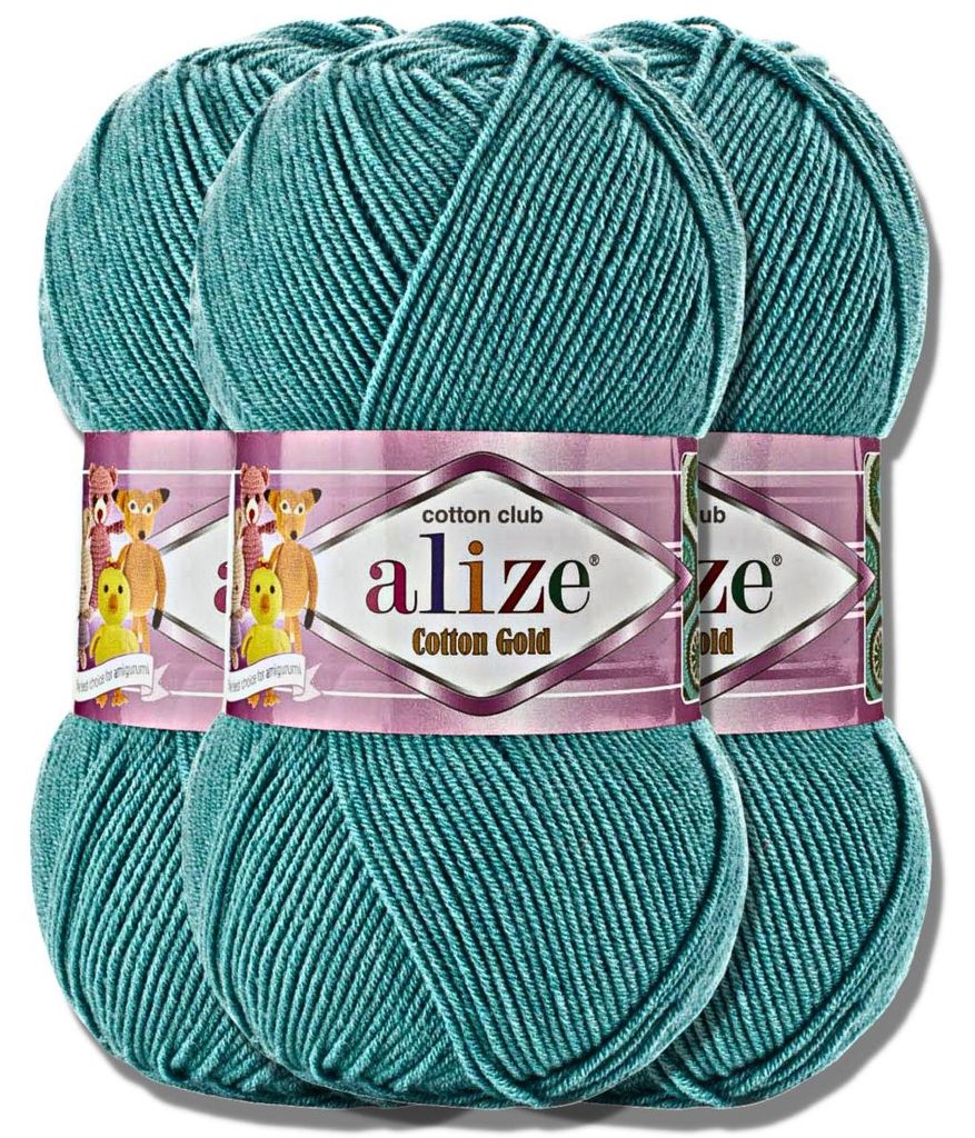Alize 3x 100g Baumwolle Gold Wolle, Uni, Häkeln, Stricken (156)