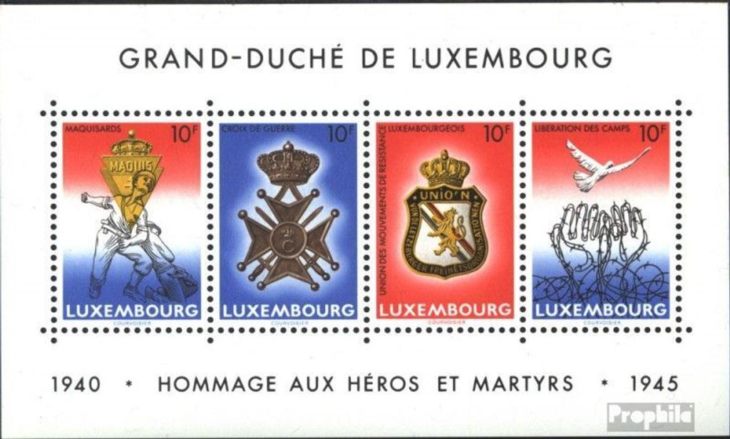 Briefmarken Luxemburg 1985 Mi Block14 (kompl.Ausg.) postfrisch Waffenstillstand