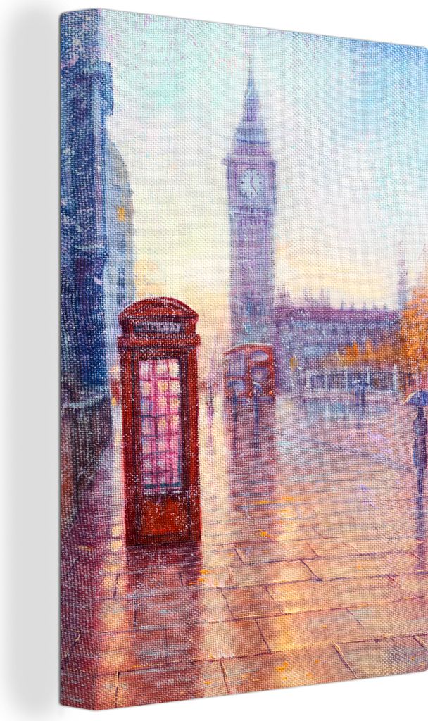 OneMillionCanvasses - Leinwandbilder - 90x140 cm, Malerei - Ölgemälde - London - Telefon, Wandbilder Kunstdruck Wanddekoration - Foto auf Leinw...