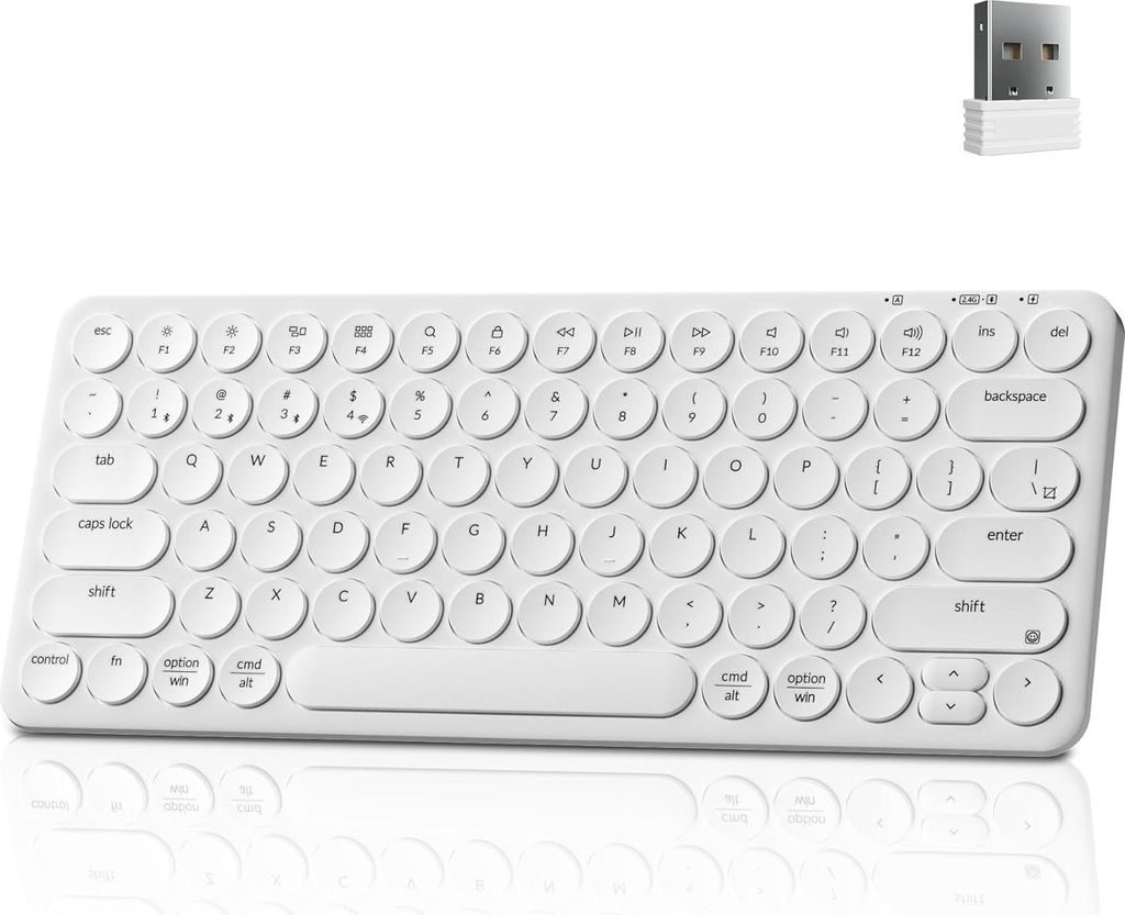 Keychron B3 Pro Kabellose Tastatur Büro – 2.4 GHz/ Bluetooth-Verbindung, QWERTY US-Layout 75 %, Ivory White