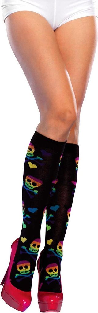 Totenkopf Kniestrümpfe für Halloween Kostüm Damen