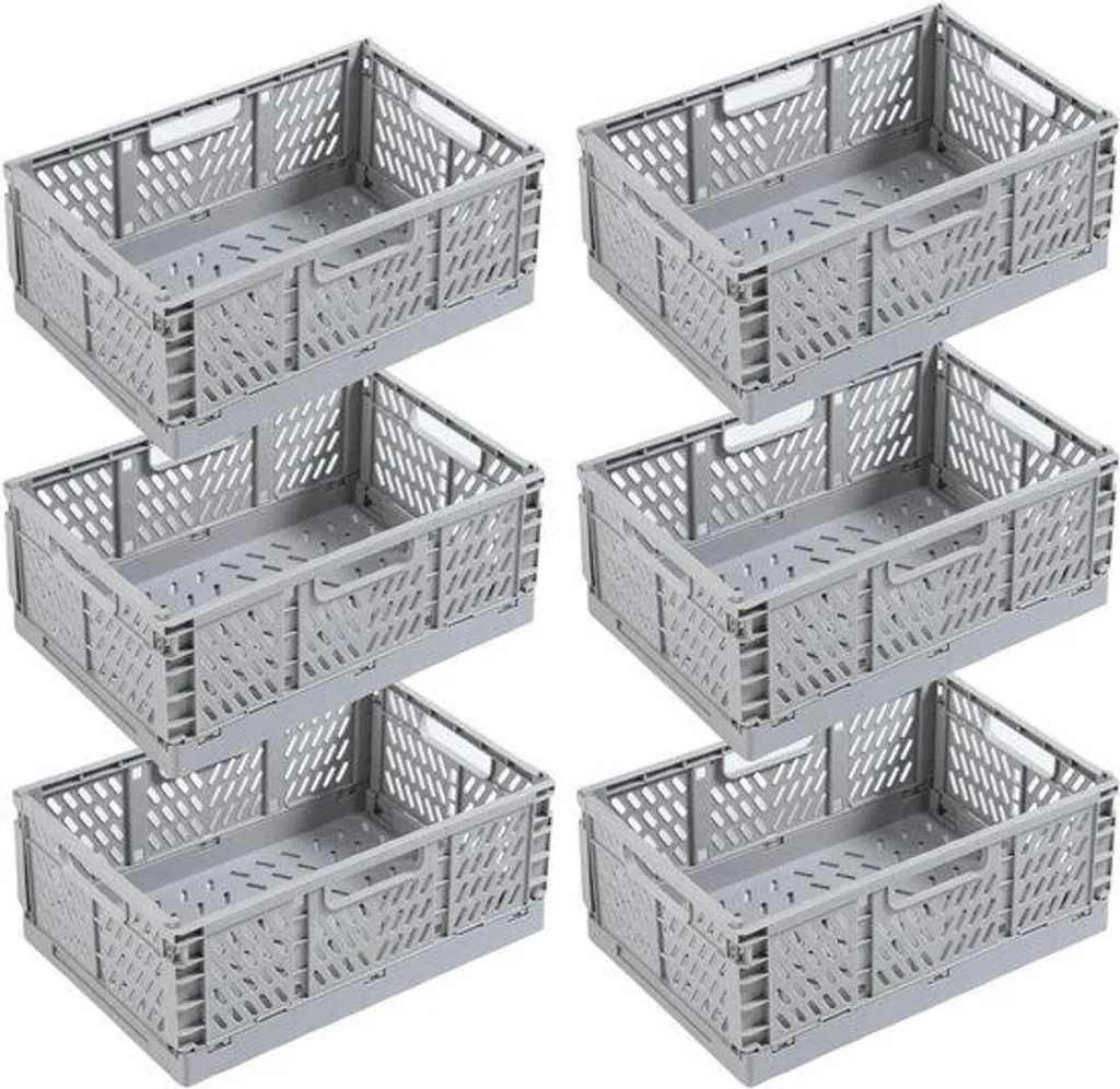 Boîte de rangement pliable grise 20x15x9 cm en plastique rigide - Modèle S1