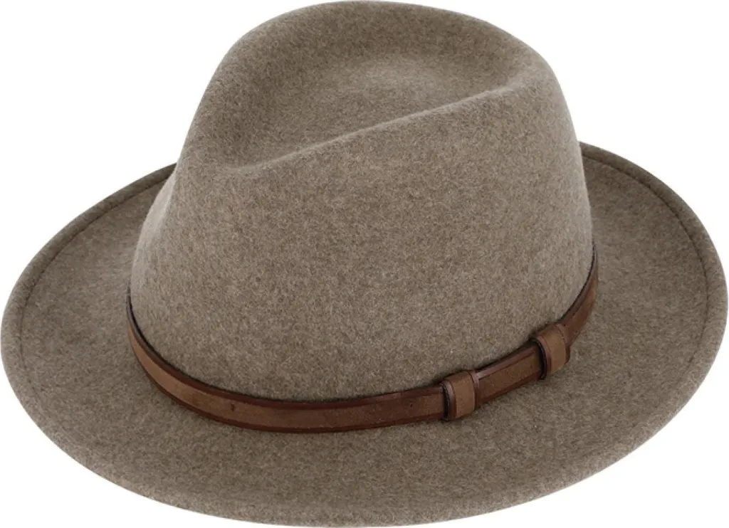 Chapeau Fedora Fiebig en feutre de laine mélangé imperméable et pliable