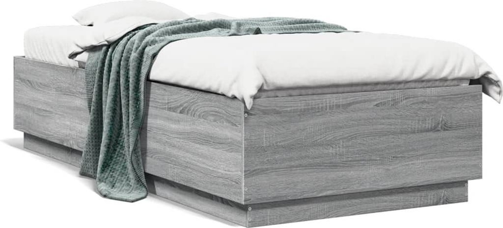 Maison Exclusive - Bettgestell mit LED Grau Sonoma 90x200 cm Holzwerkstoff