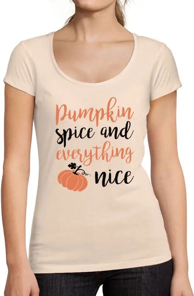Damen Grafik T-Shirt Kürbisgewürz und alles schön süß – Pumpkin Spice And Everything Nice Cute – Öko-Verantwortlich Vintage Jahrgang Kurz...