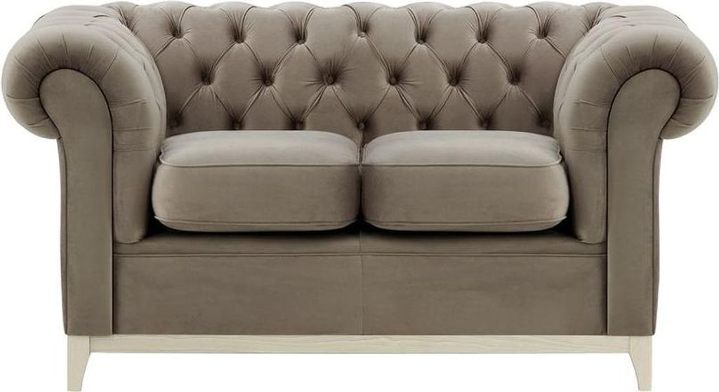 Zweisitzer-Sofa Chesterfield Wood-Velluto 17-white