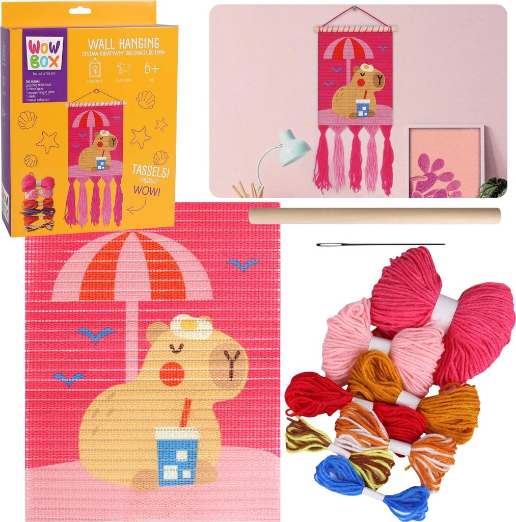 WOW BOX – Makramee KAPIBARA am Strand, Kreativset zum Sticken, DIY-Wanddekoration 6+