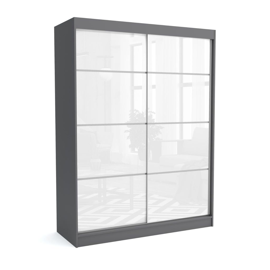 Kleiderschrank JULY ANTHRACITE 160 cm – Schiebetüren, Kleiderstange & Regalböden – Moderner Schrank für Schlafzimmer & Gästezimmer
