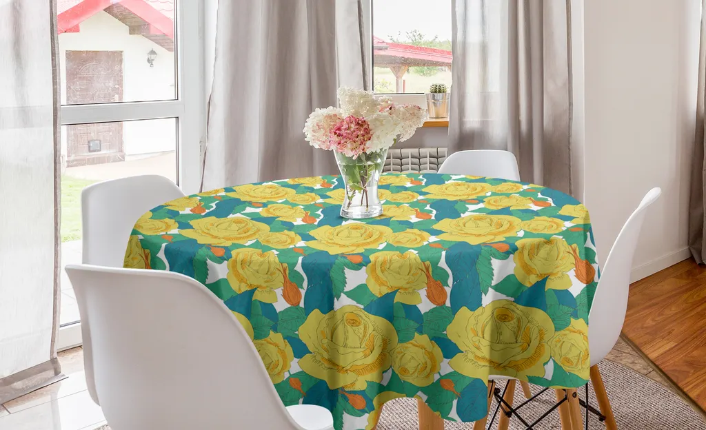 Kinlop Tovaglia Rotonda In Plastica Con Fiori Rustici – 6 Pezzi Diametro 178 Cm, Impermeabile E Usa E Getta Per Feste E Picnic