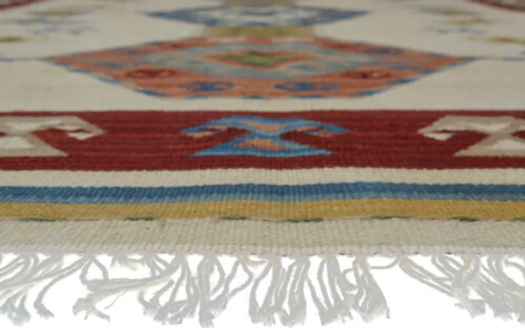 Tapis Déco Kelim Crème 75x125 cm - Parfait pour Chambre ou Entrée Chic - 5
