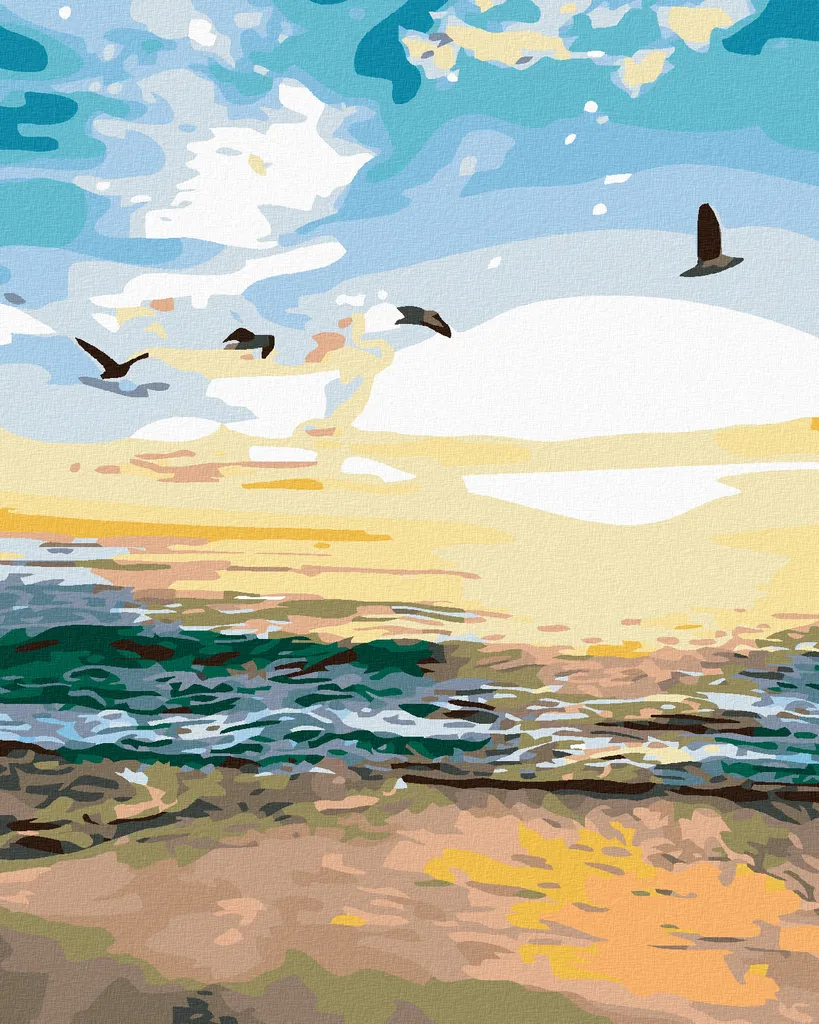 Pittura con Diamanti Zuty RACKOVÉ NAD PÍSKEM 40x50cm con Telaio