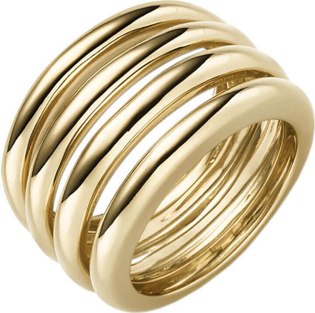 Ring Damenring aus 585 Gold Gelbgold 4-reihig glänzend Breite 15mm Fingerring Innenumfang 52mm Ø16.6mm