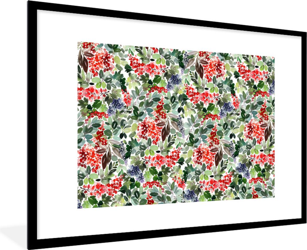 MuchoWow® Gerahmtes Poster Pflanzen - Beeren - Muster 90x60 Produktbild 