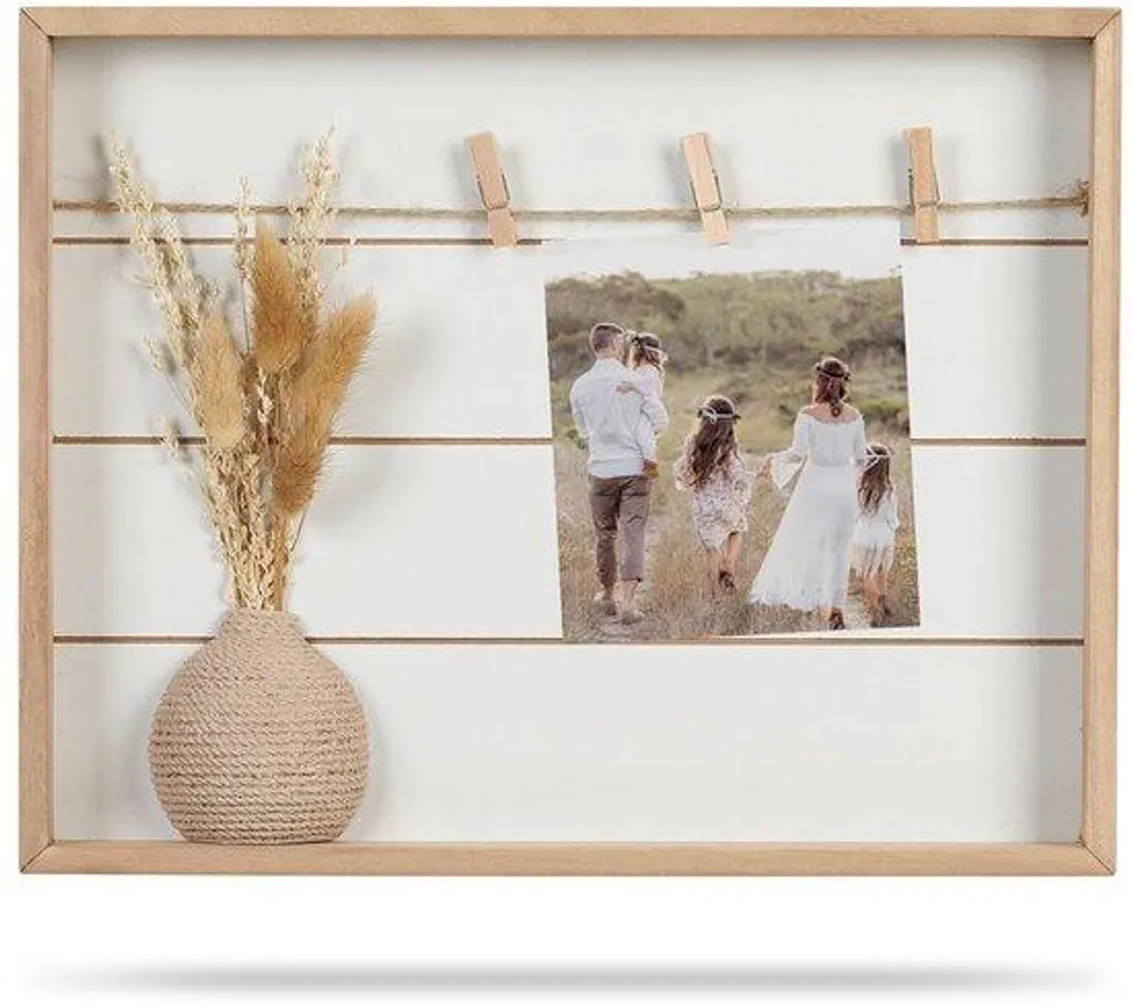 Cadre bois et fleurs séchées fait main - Déco artisanale style vintage