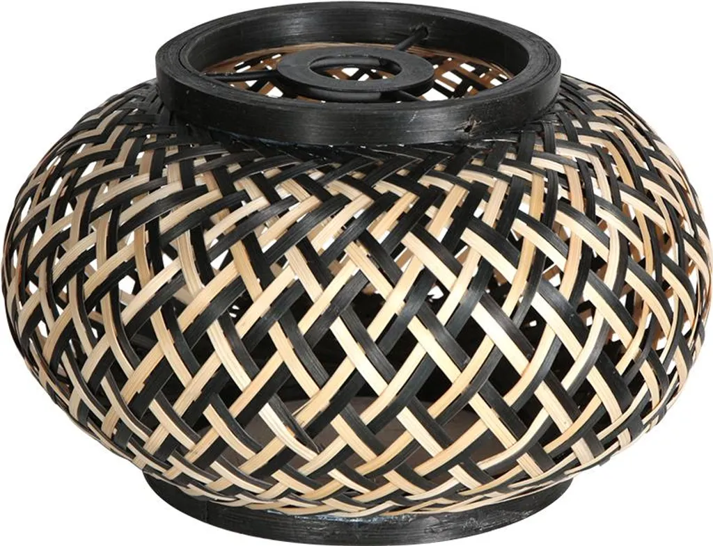 Abat-jour Noir en Bambou Ø 23cm pour Salon et Chambre - Style Zen
