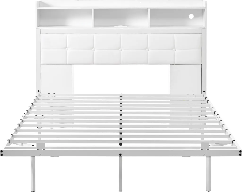 Ensemble Lit 2 Places 140x190 cm et Chevets Intégrés Style Moderne