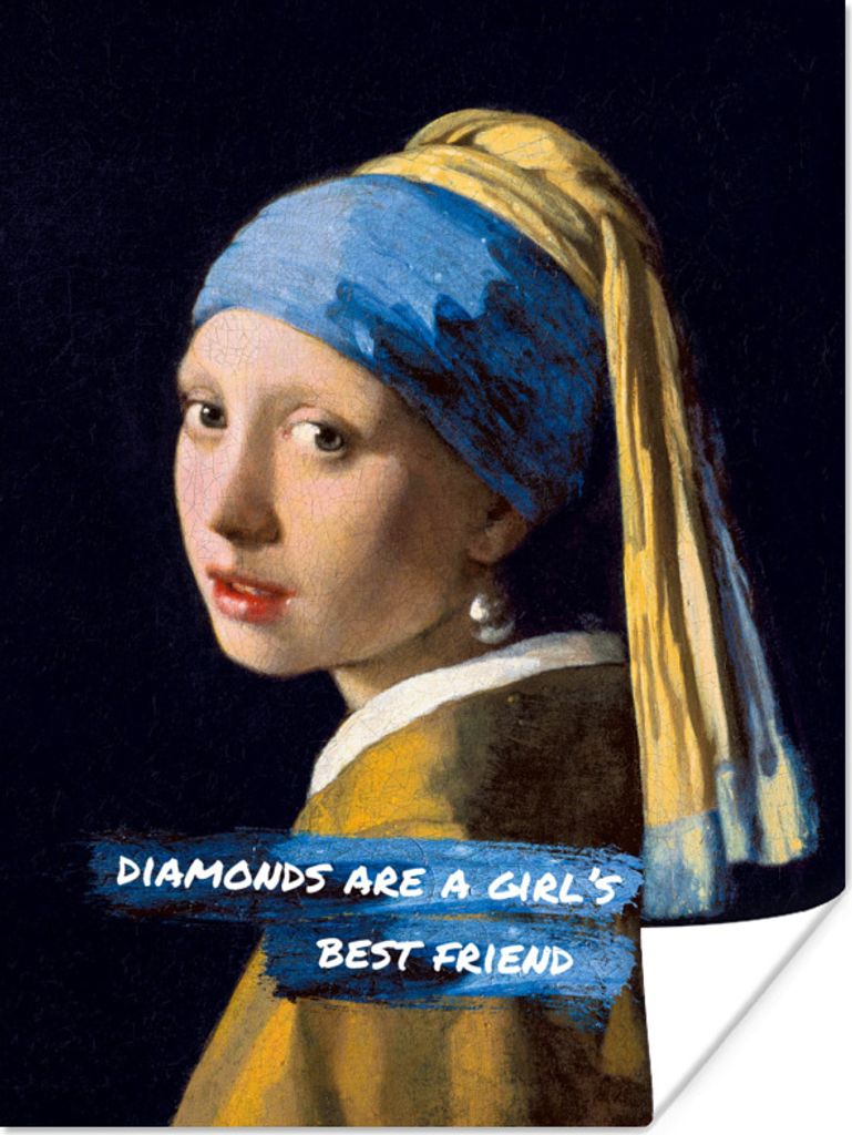 MuchoWow Poster Das Mädchen mit dem Perlenohrring - Zitat - Vermeer 30x40 cm - Wandplakat - Poster Kinderzimmer