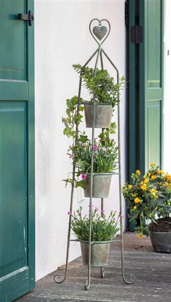 Support pour pots de fleurs colonne pour plantes en métal vintage 104 cm