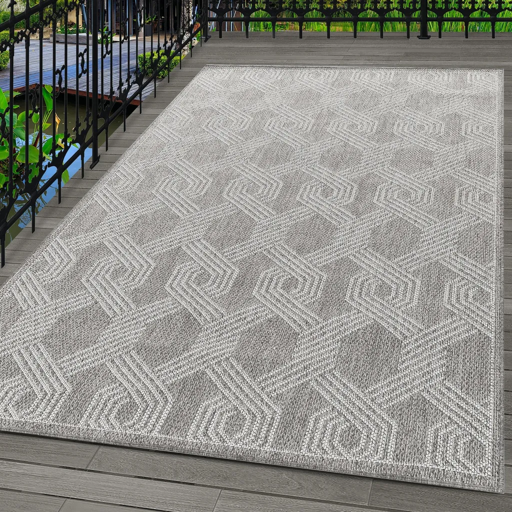 Carpetsale24 Tapis d'Extérieur et Intérieur Tissage Plat 140x200 cm