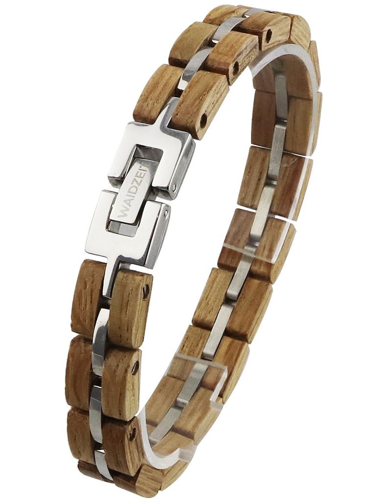 Waidzeit EL_Y02 Damen Armband Whisky Holz Silber braun 20,5 cm