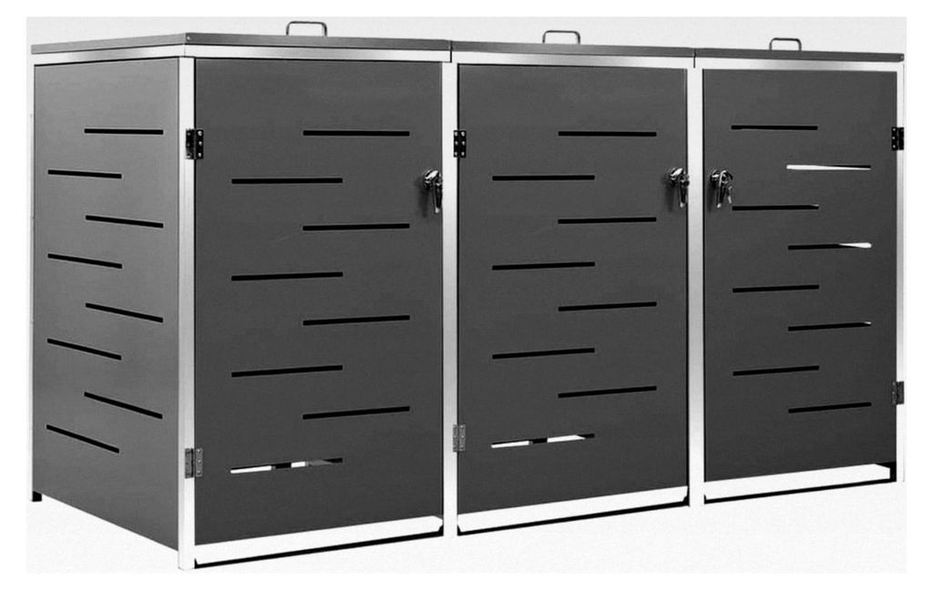Mülltonnenbox aus rostfreiem Stahl, große Kapazität, anthrazit, 3er Set