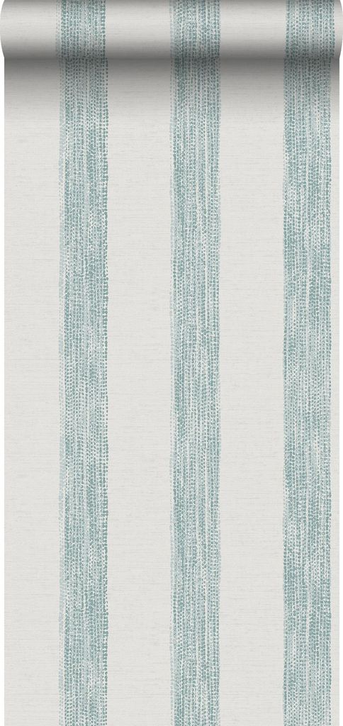 Sanders & Sanders Tapete gemalte Streifen Blaugrün und Weiß 53 cm x 10,05 m
