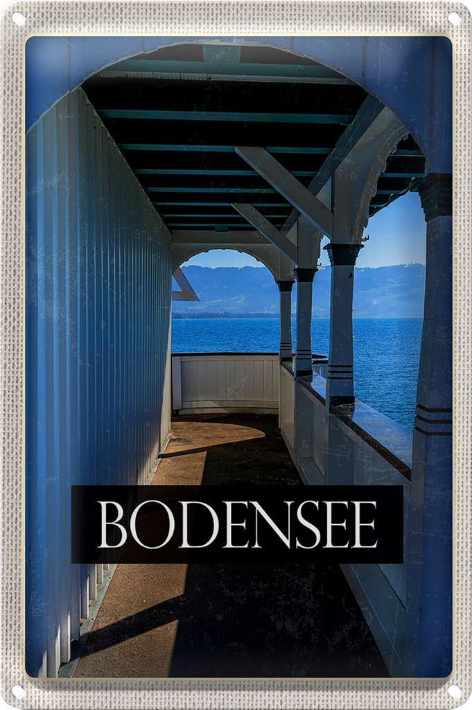 Blechschild Reise 20x30cm Bodensee Deutschland Aussicht auf See