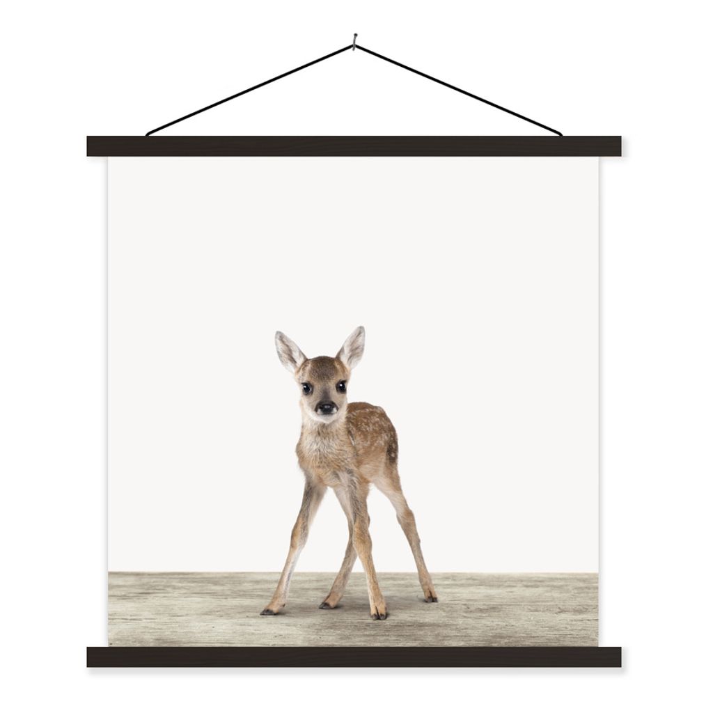 MuchoWow Textilposter Hirsche - Baby-Hirsche - Tiere - Mädchen - Jungen - Kinder 40x40 cm mit schwarzem Rahmen - Fotos