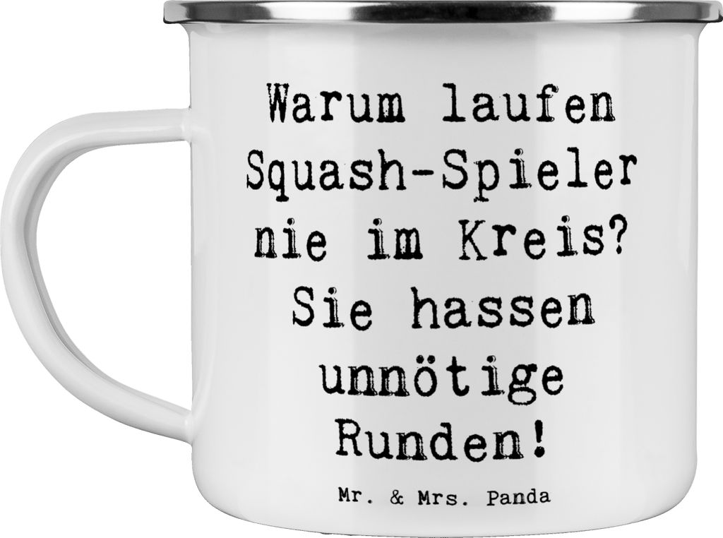 Mr. & Mrs. Panda Emaille Tasse Spruch Squash Weisheit - Weiß - Geschenk, Sport, Taktik, Becher, Pott, Reisebecher, Schläger, Sportler Geschenke, ...