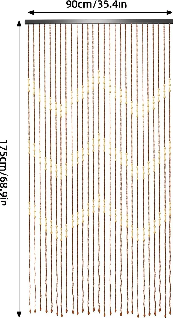 Rideau de perles en bois écologique, design vintage marron, 45 brins