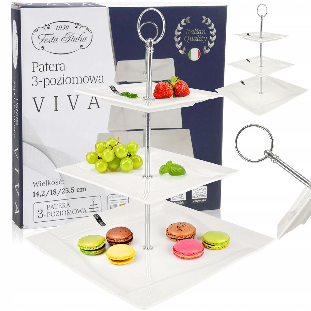 Festa Italia Viva Porzellan-Etagere 3-stufig Weiß Elegant Produktbild 