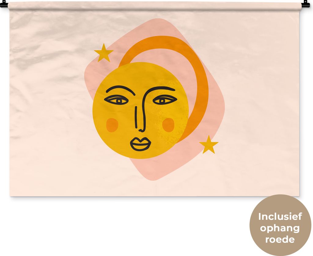 MuchoWow Wandteppich Wandbehang Gesicht - Sommer - Rosa 120x80 cm Tapisserie Dekoration Wandtuch - Wanddekorationen - Wandtücher