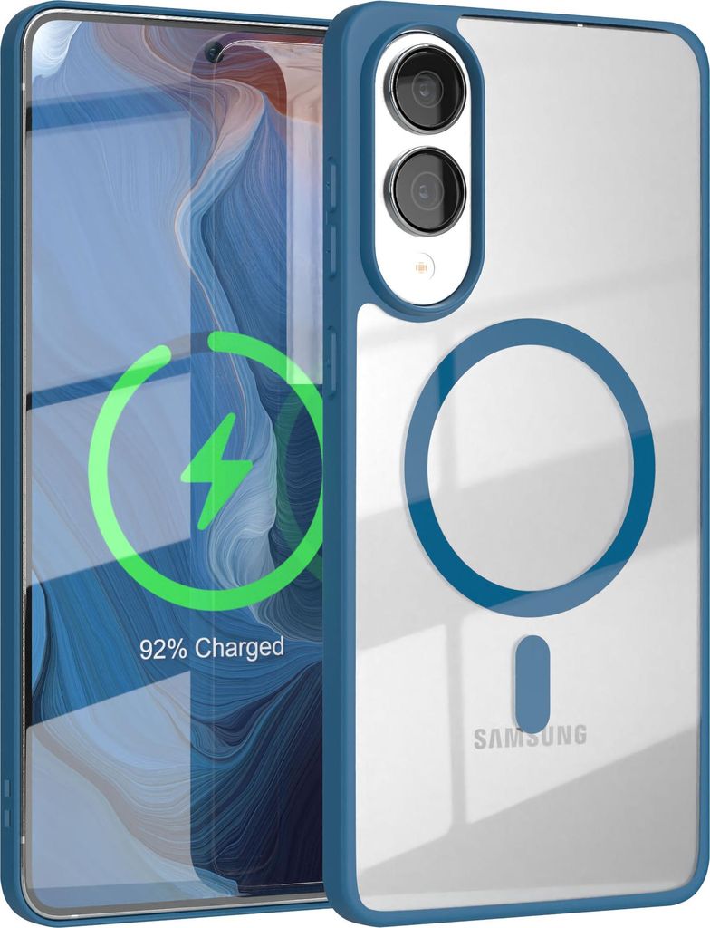 EAZY CASE Clear MagSafe Case für Samsung Galaxy S25 Edge, Qi-Charging, Silikon mit Kameraschutz, Bumper Case in