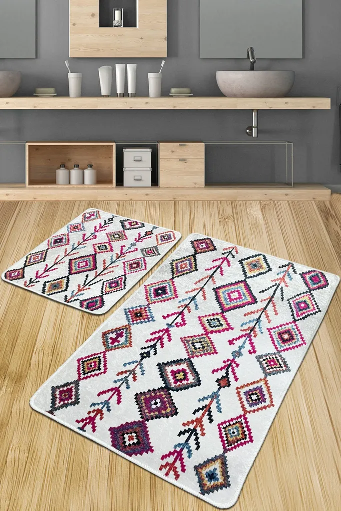 Tapis de Bain Multicolore Absorbant Mijolnir pour Sortie de Douche 70x50