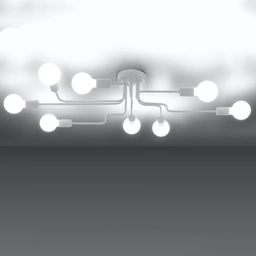 Lustre en acier blanc VECTOR 8 avec 8 douilles E27 Sollux Lighting - 3